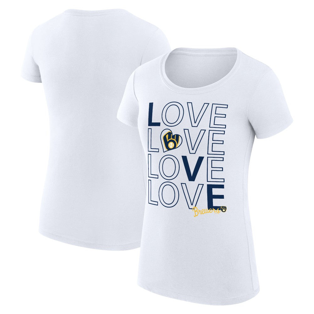 Milwaukee Brewers G-III 4Her by Carl Banks Women's Super-Slim Fit Lightweight Love Graphic Team T-Shirt Sale