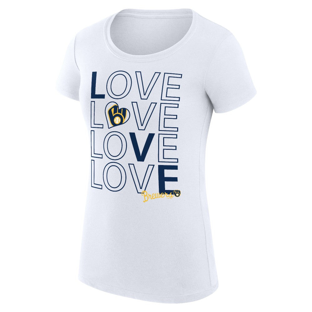 Milwaukee Brewers G-III 4Her by Carl Banks Women's Super-Slim Fit Lightweight Love Graphic Team T-Shirt Sale