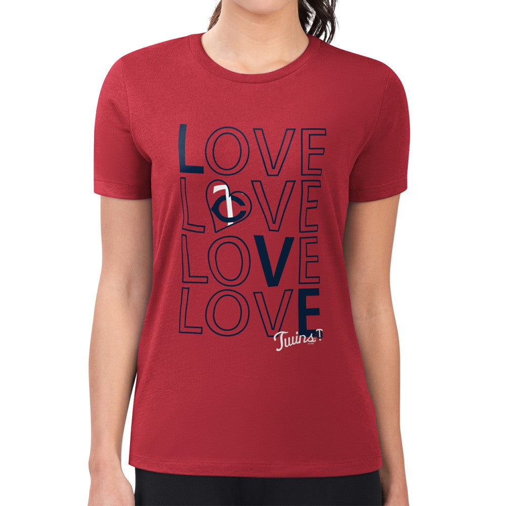 Minnesota Twins G-III 4Her by Carl Banks Women's Super-Slim Fit Lightweight Love Graphic Team T-Shirt Near Me
