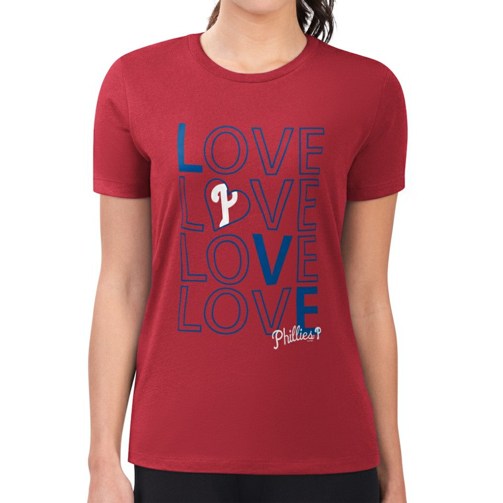 Philadelphia Phillies G-III 4Her by Carl Banks Women's Super-Slim Fit Lightweight Love Graphic Team T-Shirt Sale