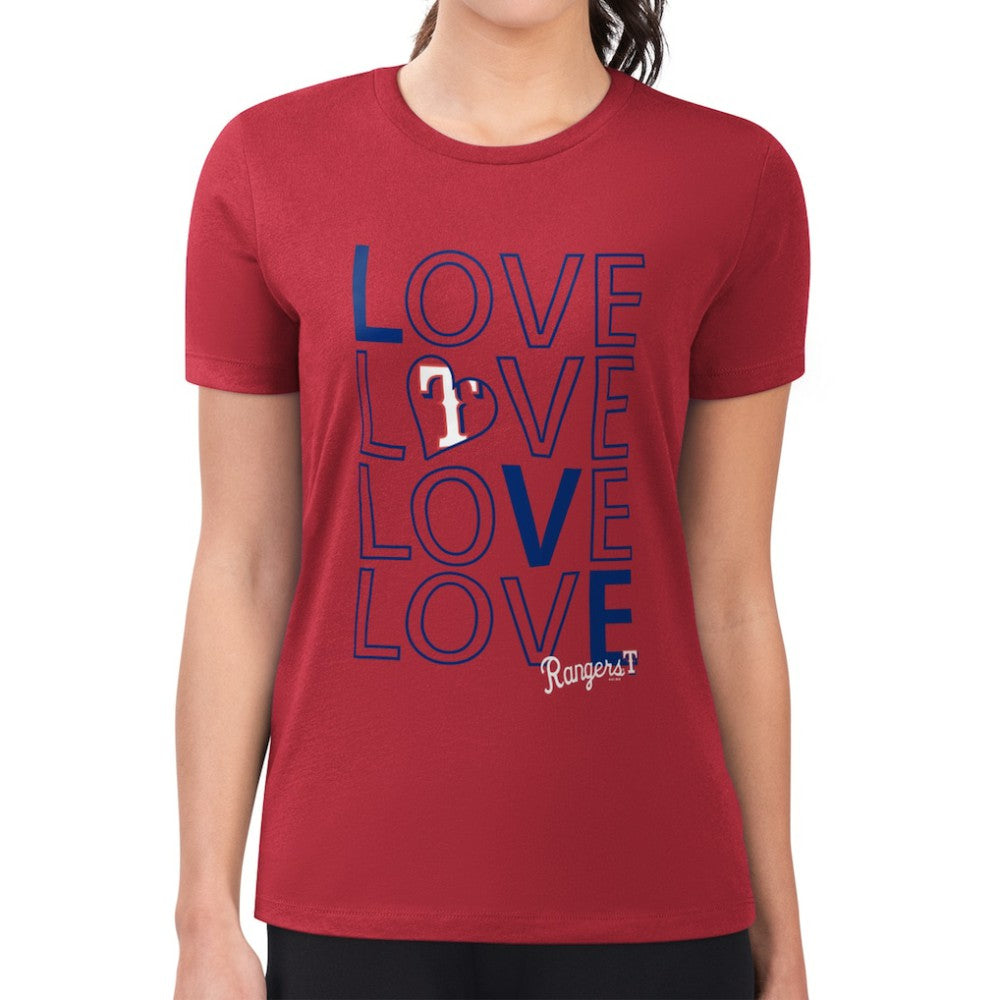 Texas Rangers G-III 4Her by Carl Banks Women's Super-Slim Fit Lightweight Love Graphic Team T-Shirt Online