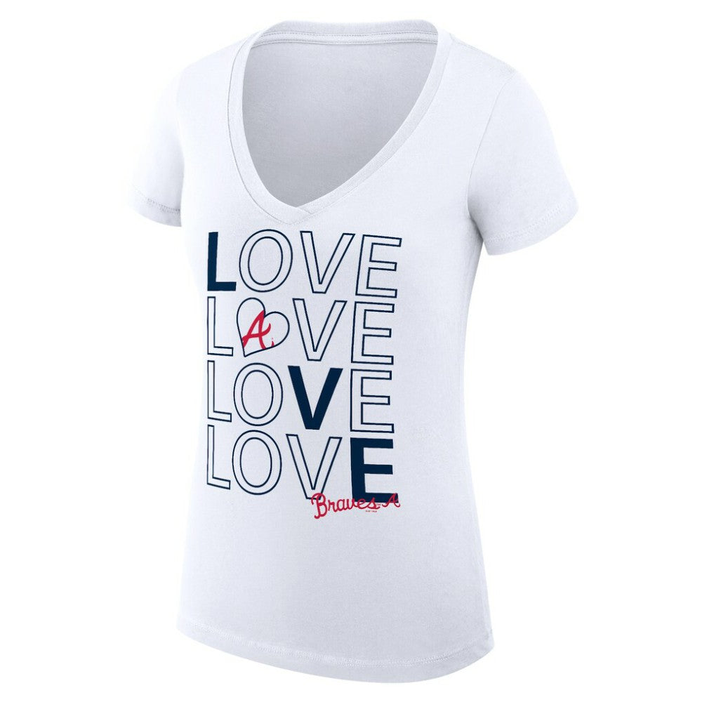 Atlanta Braves G-III 4Her by Carl Banks Women's Super-Slim Fit Lightweight Love Graphic Team V-Neck T-Shirt Online