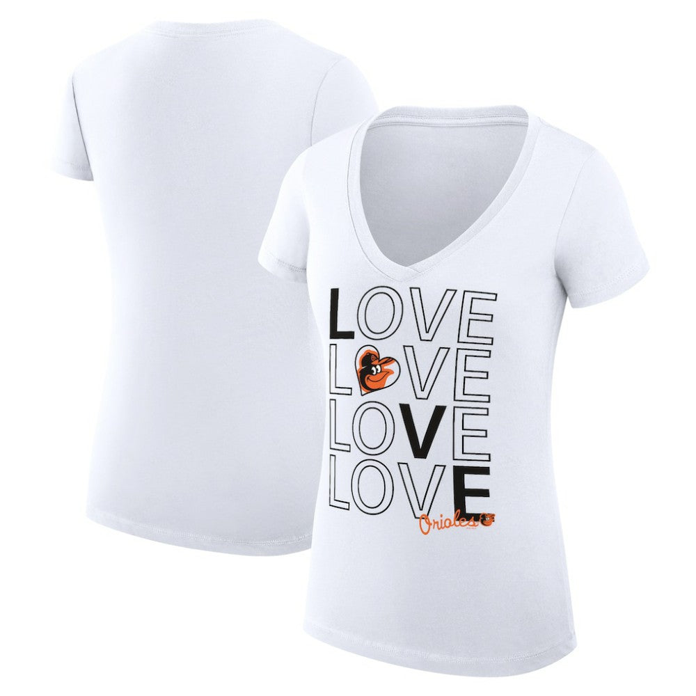 Baltimore Orioles G-III 4Her by Carl Banks Women's Super-Slim Fit Lightweight Love Graphic Team V-Neck T-Shirt Sale