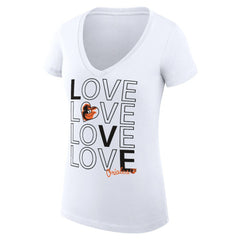 Baltimore Orioles G-III 4Her by Carl Banks Women's Super-Slim Fit Lightweight Love Graphic Team V-Neck T-Shirt Sale