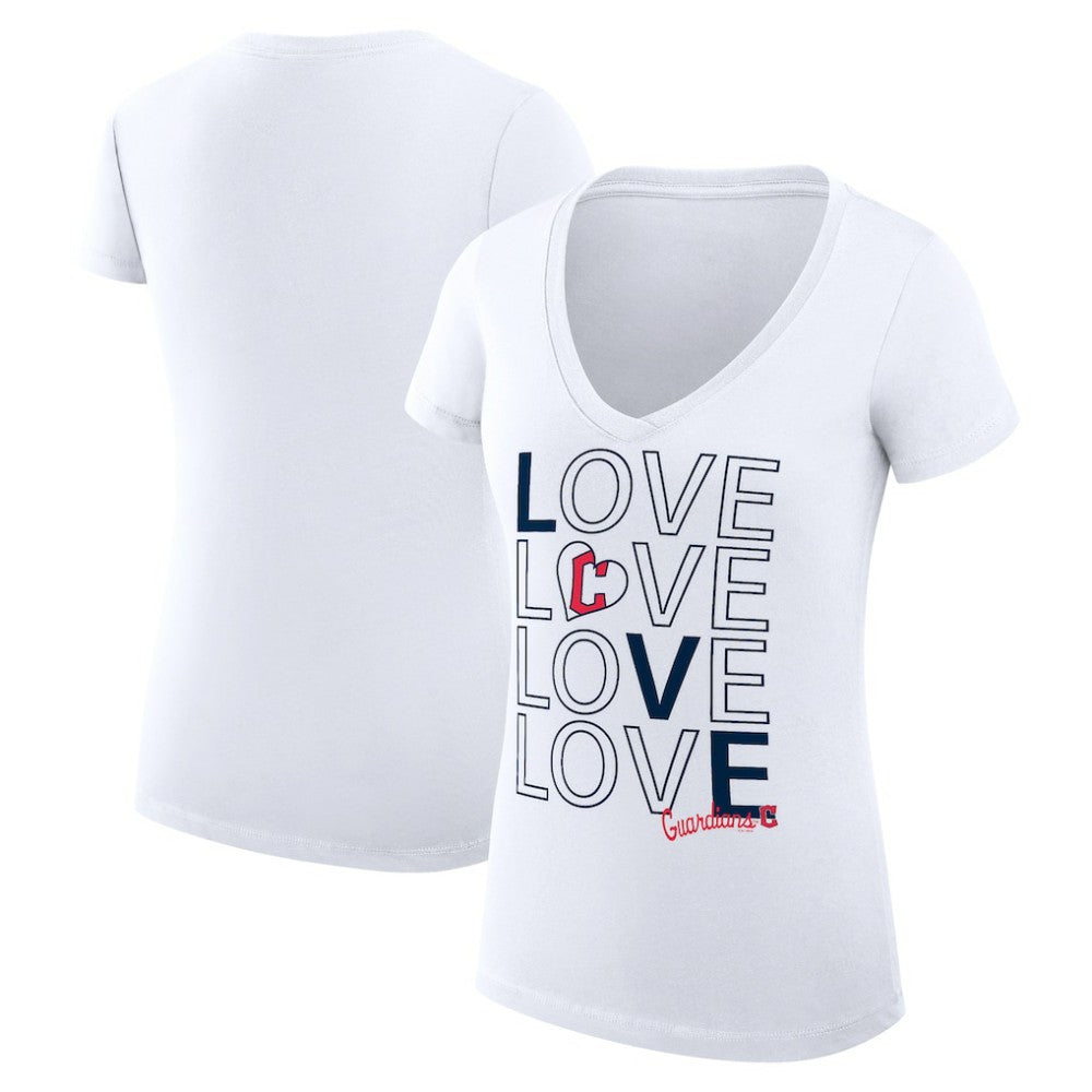 Cleveland Guardians G-III 4Her by Carl Banks Women's Super-Slim Fit Lightweight Love Graphic Team V-Neck T-Shirt Sale