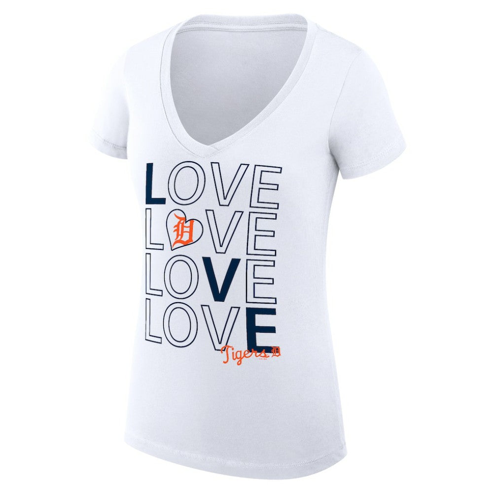 Detroit Tigers G-III 4Her by Carl Banks Women's Super-Slim Fit Lightweight Love Graphic Team V-Neck T-Shirt for sale