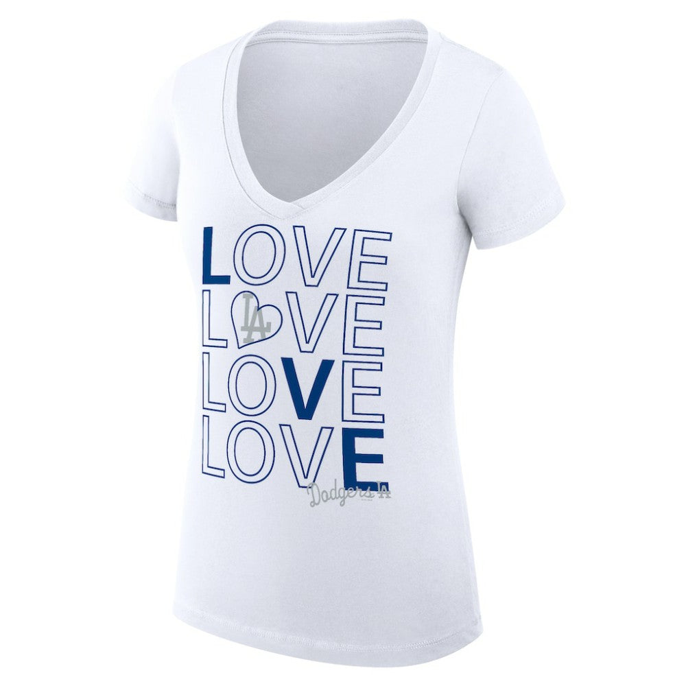 Los Angeles Dodgers G-III 4Her by Carl Banks Women's Super-Slim Fit Lightweight Love Graphic Team V-Neck T-Shirt Outlet