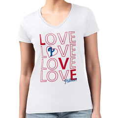 Philadelphia Phillies G-III 4Her by Carl Banks Women's Super-Slim Fit Lightweight Love Graphic Team V-Neck T-Shirt Discount
