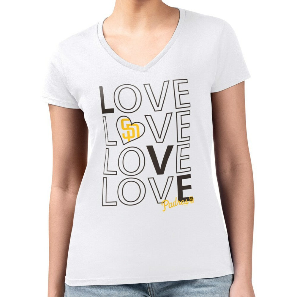 San Diego Padres G-III 4Her by Carl Banks Women's Super-Slim Fit Lightweight Love Graphic Team V-Neck T-Shirt Online