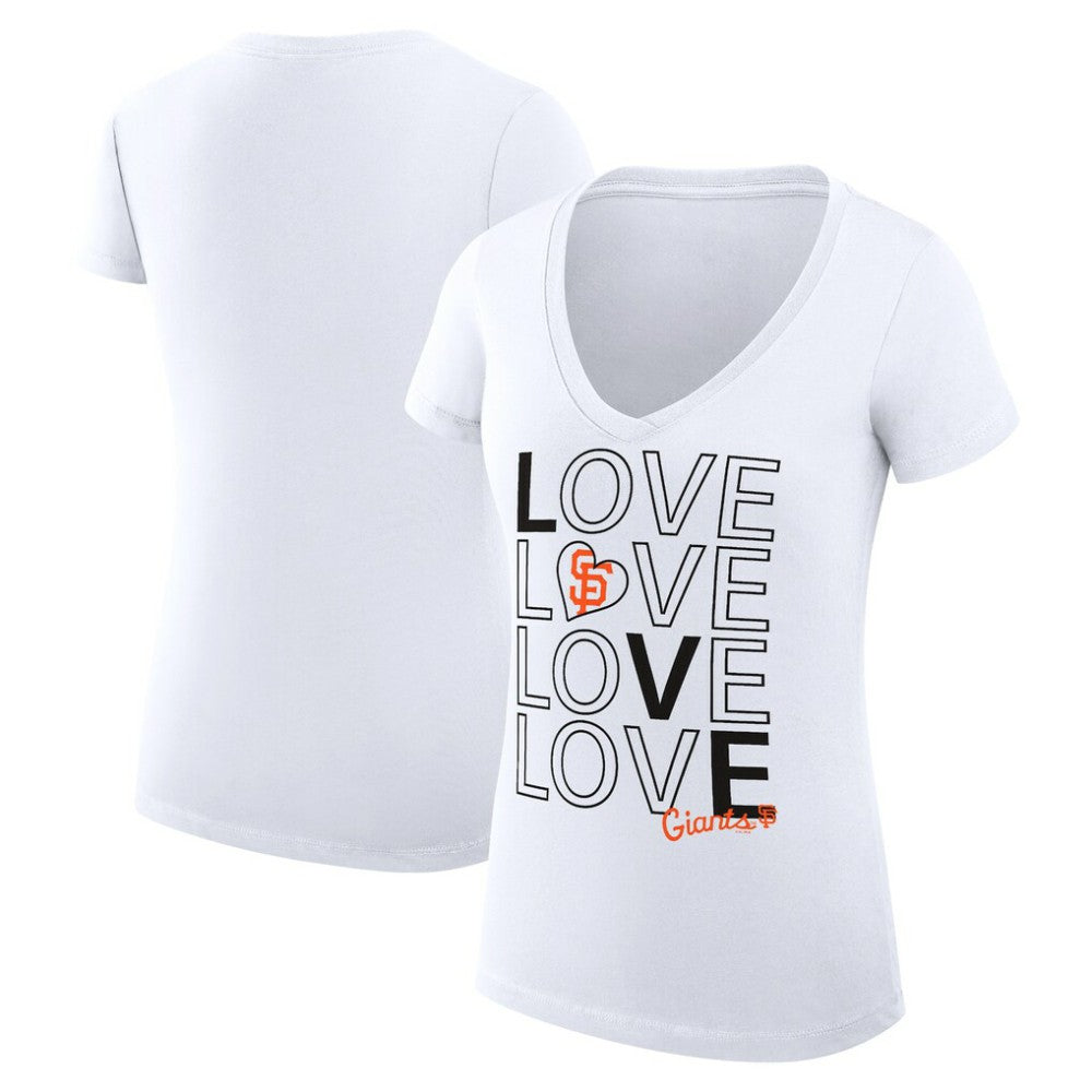 San Francisco Giants G-III 4Her by Carl Banks Women's Super-Slim Fit Lightweight Love Graphic Team V-Neck T-Shirt for sale