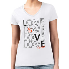 San Francisco Giants G-III 4Her by Carl Banks Women's Super-Slim Fit Lightweight Love Graphic Team V-Neck T-Shirt for sale