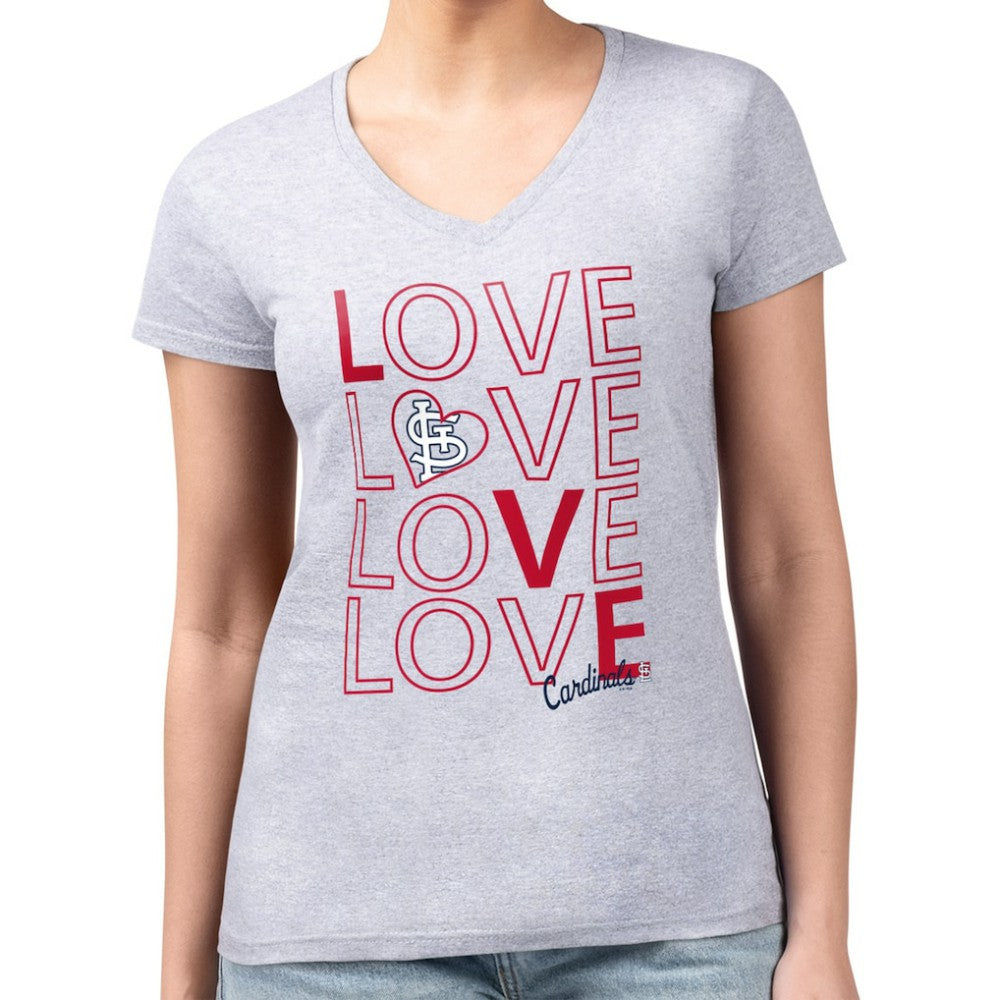 St. Louis Cardinals G-III 4Her by Carl Banks Women's Super-Slim Fit Lightweight Love Graphic Team V-Neck T-Shirt Discount