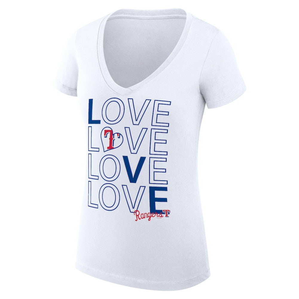 Texas Rangers G-III 4Her by Carl Banks Women's Super-Slim Fit Lightweight Love Graphic Team V-Neck T-Shirt Discount