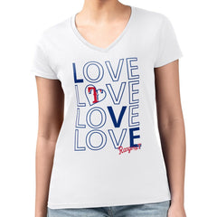 Texas Rangers G-III 4Her by Carl Banks Women's Super-Slim Fit Lightweight Love Graphic Team V-Neck T-Shirt Discount