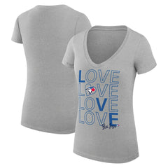 Toronto Blue Jays G-III 4Her by Carl Banks Women's Super-Slim Fit Lightweight Love Graphic Team V-Neck T-Shirt Sale