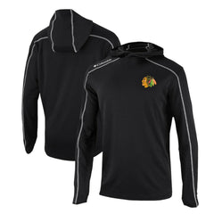 Chicago Blackhawks Columbia Omni-Wick Shotgun Long Sleeve Hoodie T-Shirt - Black | NHL Clearance