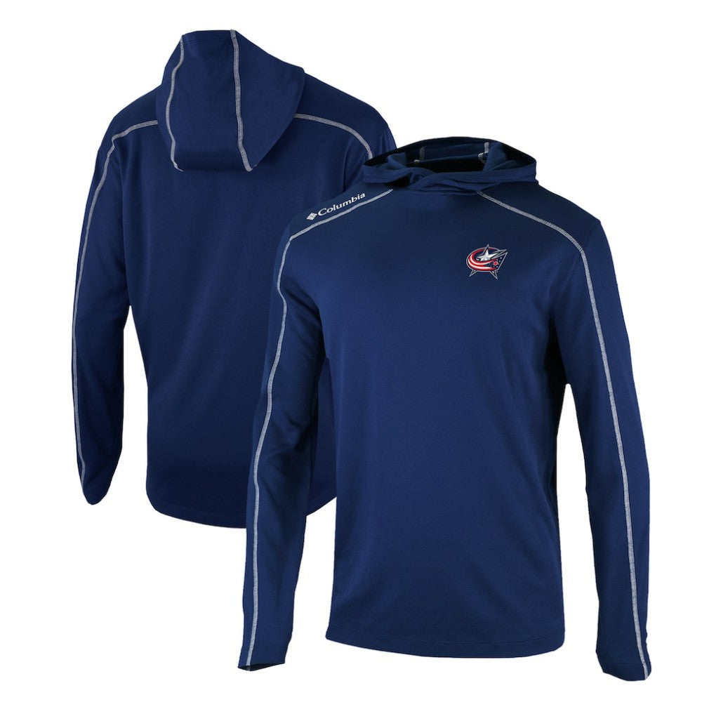 Columbus Blue Jackets Columbia Omni-Wick Shotgun Long Sleeve Hoodie T-Shirt - Navy | NHL Clearance