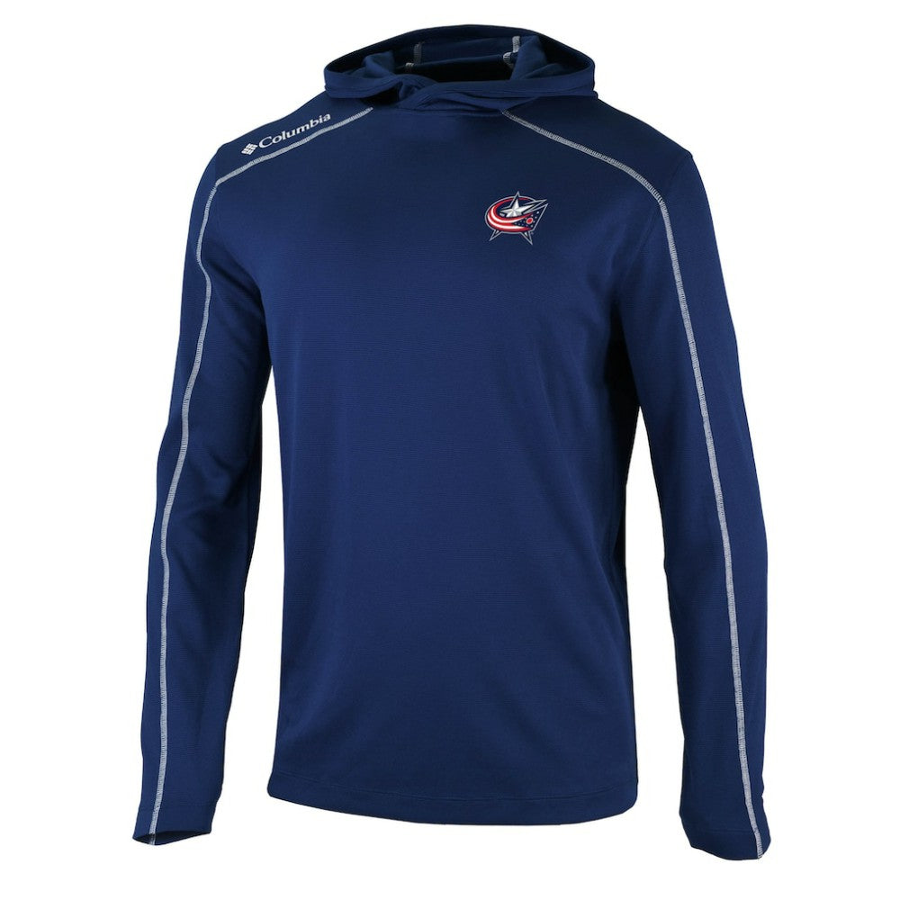 Columbus Blue Jackets Columbia Omni-Wick Shotgun Long Sleeve Hoodie T-Shirt - Navy | NHL Clearance