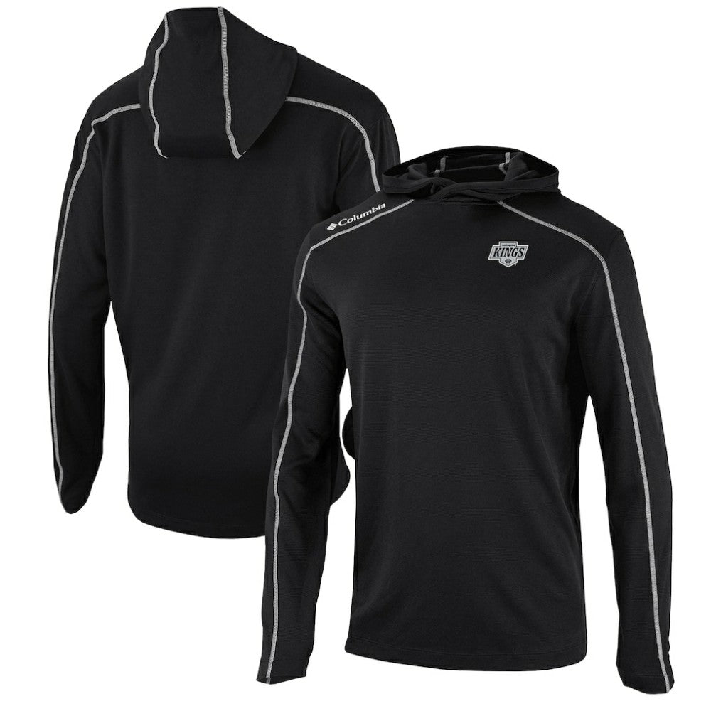 Los Angeles Kings Columbia Omni-Wick Shotgun Long Sleeve Hoodie T-Shirt - Black | NHL Clearance