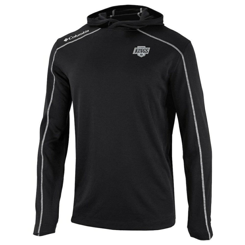 Los Angeles Kings Columbia Omni-Wick Shotgun Long Sleeve Hoodie T-Shirt - Black | NHL Clearance