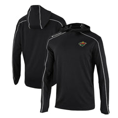 Minnesota Wild Columbia Omni-Wick Shotgun Long Sleeve Hoodie T-Shirt - Black | NHL Clearance