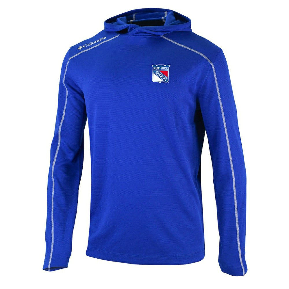 New York Rangers Columbia Omni-Wick Shotgun Long Sleeve Hoodie T-Shirt - Blue | NHL Clearance