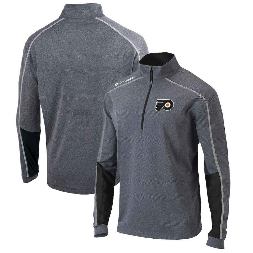 Philadelphia Flyers Columbia Omni-Wick Shotgun 2.0 Quarter-Zip Pullover Top - Gray/Black | NHL Lifestyle
