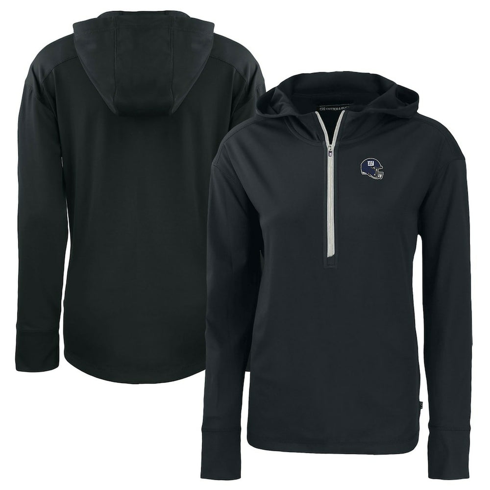 New York Giants Cutter & Buck Women's Helmet Daybreak Eco Recycled Half-Zip Hoodie - Black - NFL