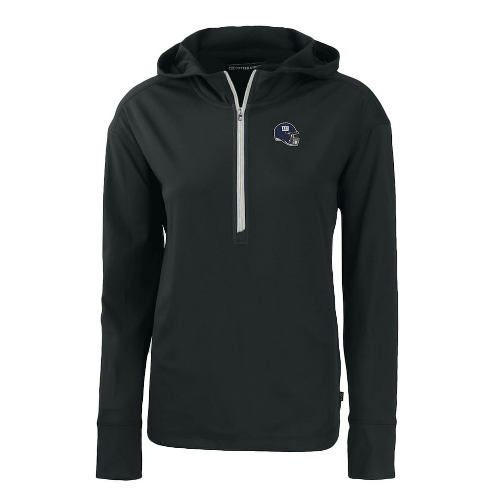 New York Giants Cutter & Buck Women's Helmet Daybreak Eco Recycled Half-Zip Hoodie - Black - NFL