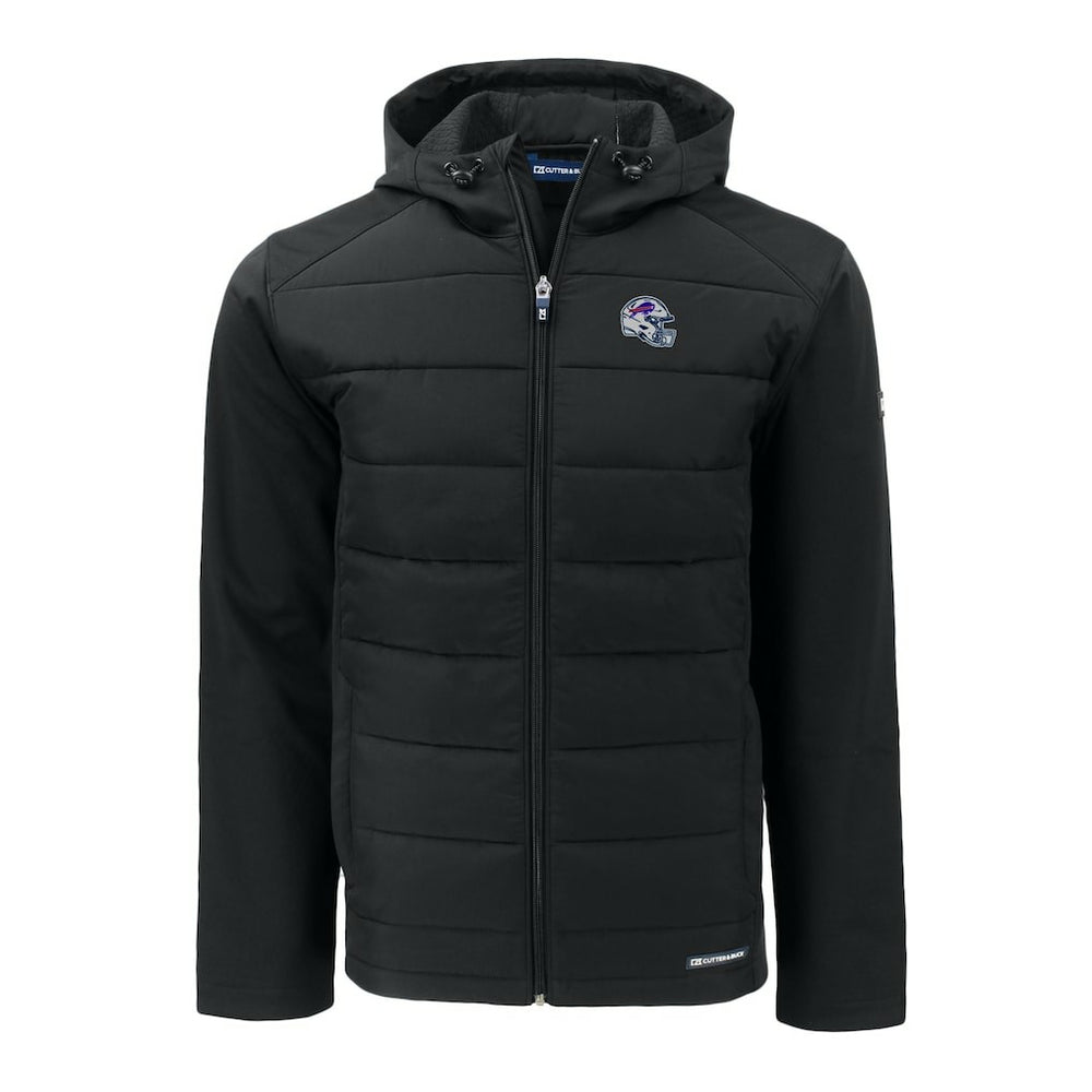 Buffalo Bills Cutter & Buck Helmet Evoke Hybrid Eco Softshell Recycled Full-Zip Hoodie Jacket - Black - NFL