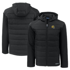 Green Bay Packers Cutter & Buck Helmet Evoke Hybrid Eco Softshell Recycled Full-Zip Hoodie Jacket - Black - NFL