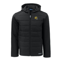 Green Bay Packers Cutter & Buck Helmet Evoke Hybrid Eco Softshell Recycled Full-Zip Hoodie Jacket - Black - NFL