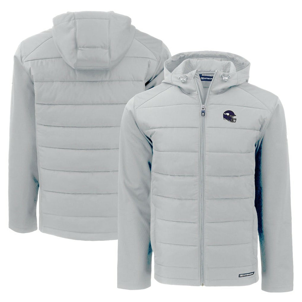 Minnesota Vikings Cutter & Buck Helmet Evoke Hybrid Eco Softshell Recycled Full-Zip Hoodie Jacket - Gray - NFL