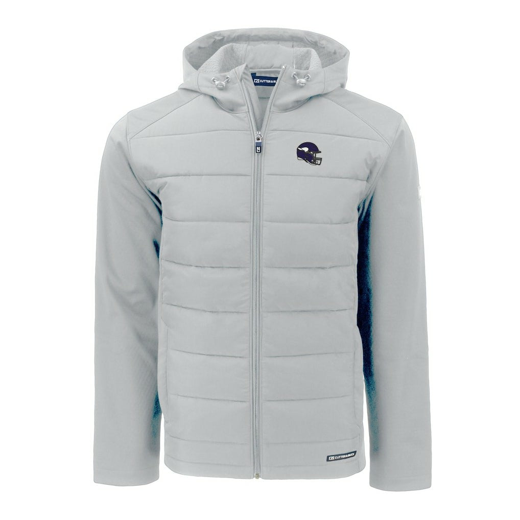 Minnesota Vikings Cutter & Buck Helmet Evoke Hybrid Eco Softshell Recycled Full-Zip Hoodie Jacket - Gray - NFL