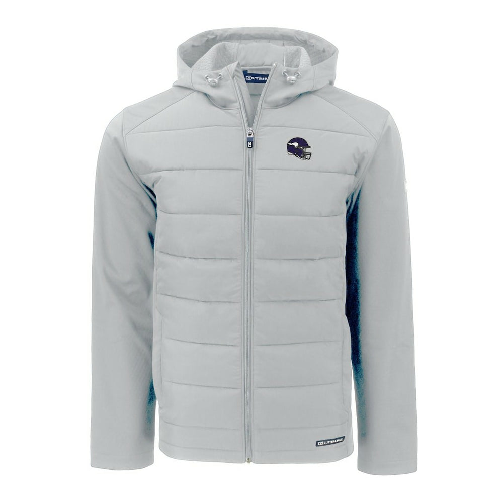 Minnesota Vikings Cutter & Buck Helmet Evoke Hybrid Eco Softshell Recycled Full-Zip Hoodie Jacket - Gray - NFL