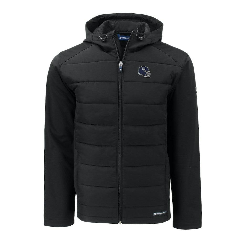 New York Giants Cutter & Buck Helmet Evoke Hybrid Eco Softshell Recycled Full-Zip Hoodie Jacket - Black - NFL