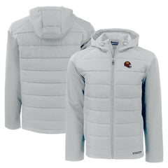 Washington Commanders Cutter & Buck Helmet Evoke Hybrid Eco Softshell Recycled Full-Zip Hoodie Jacket - Gray - NFL