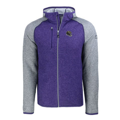 Baltimore Ravens Cutter & Buck Helmet Mainsail Sweater-Knit Full-Zip Hoodie - Heather Purple/Heather Gray - NFL