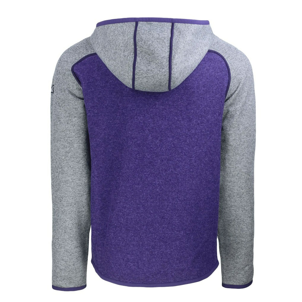 Baltimore Ravens Cutter & Buck Helmet Mainsail Sweater-Knit Full-Zip Hoodie - Heather Purple/Heather Gray - NFL