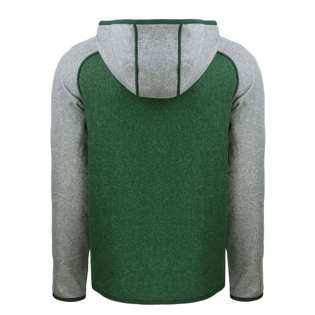 Green Bay Packers Cutter & Buck Helmet Mainsail Sweater-Knit Full-Zip Hoodie - Heather Green/Heather Gray - NFL