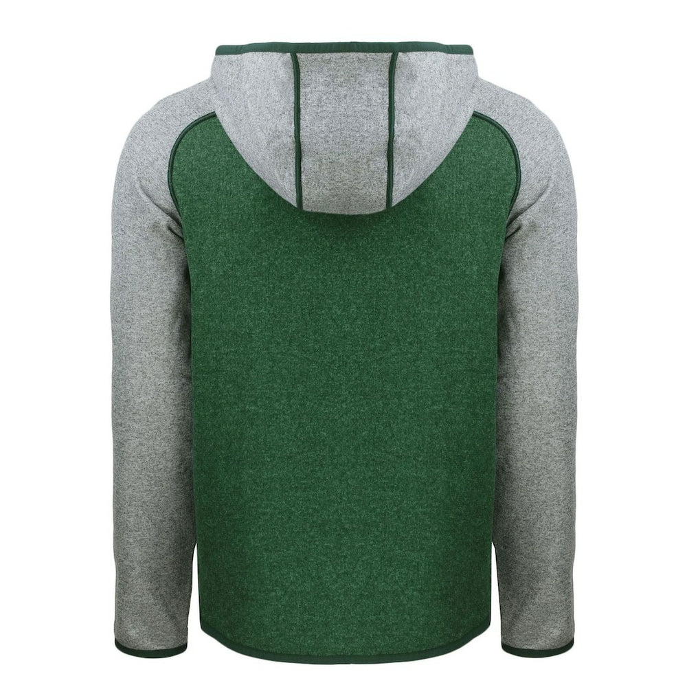 Green Bay Packers Cutter & Buck Helmet Mainsail Sweater-Knit Full-Zip Hoodie - Heather Green/Heather Gray - NFL
