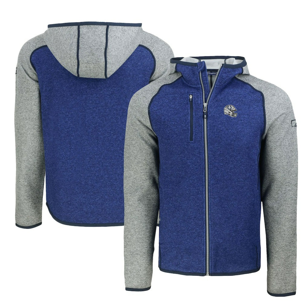 Indianapolis Colts Cutter & Buck Helmet Mainsail Sweater-Knit Full-Zip Hoodie - Royal/Heather Gray - NFL