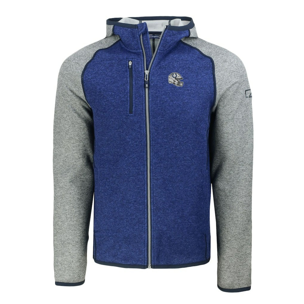 Indianapolis Colts Cutter & Buck Helmet Mainsail Sweater-Knit Full-Zip Hoodie - Royal/Heather Gray - NFL