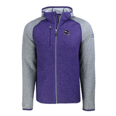 Minnesota Vikings Cutter & Buck Helmet Mainsail Sweater-Knit Full-Zip Hoodie - Heather Purple/Heather Gray - NFL