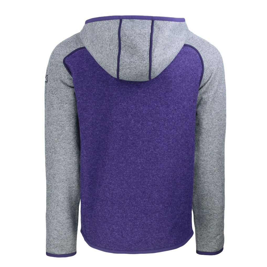 Minnesota Vikings Cutter & Buck Helmet Mainsail Sweater-Knit Full-Zip Hoodie - Heather Purple/Heather Gray - NFL