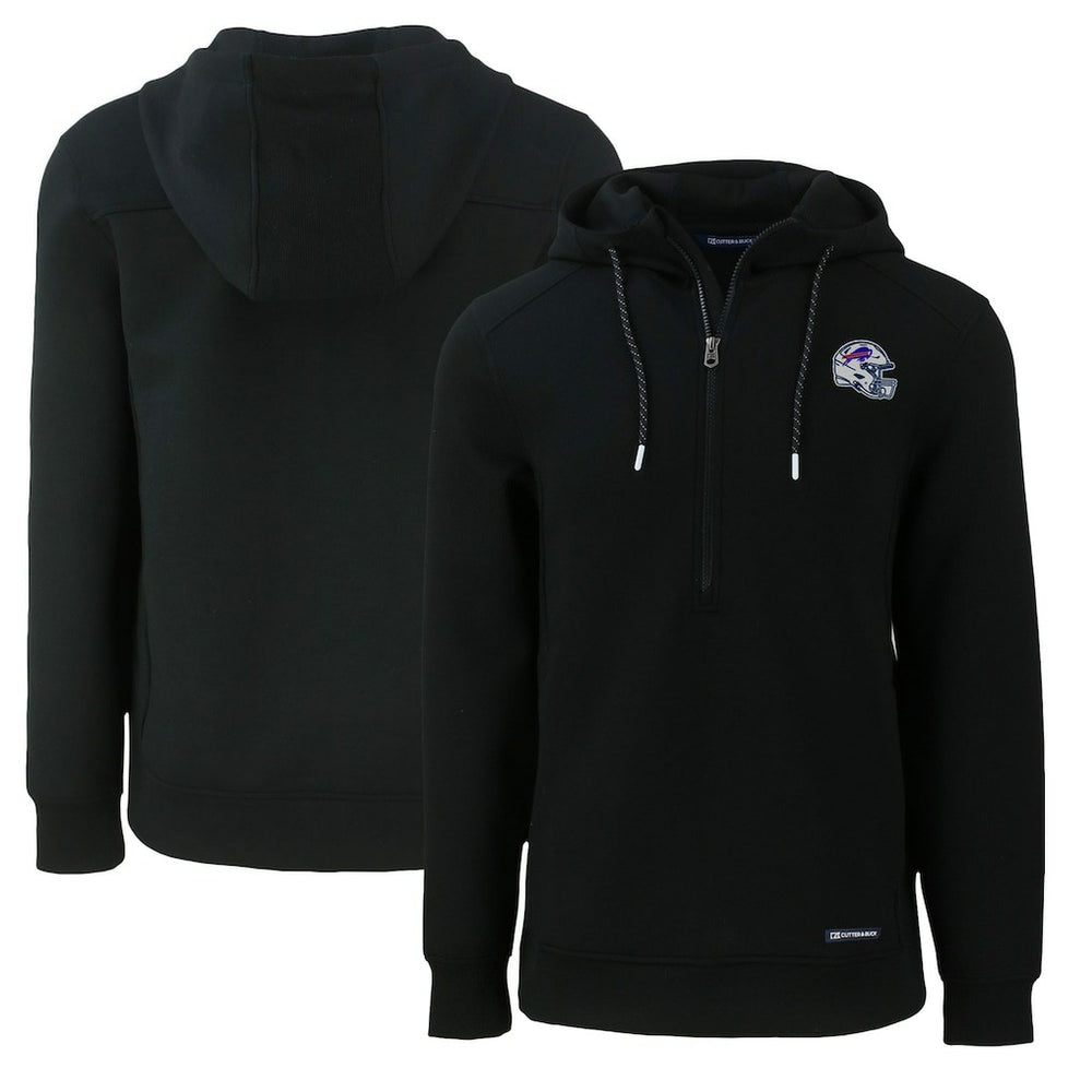 Buffalo Bills Cutter & Buck Helmet Roam Eco Half-Zip Recycled Pullover Hoodie - Black - NFL