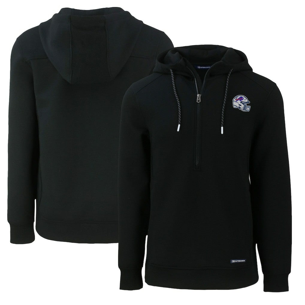 Buffalo Bills Cutter & Buck Helmet Roam Eco Half-Zip Recycled Pullover Hoodie - Black - NFL