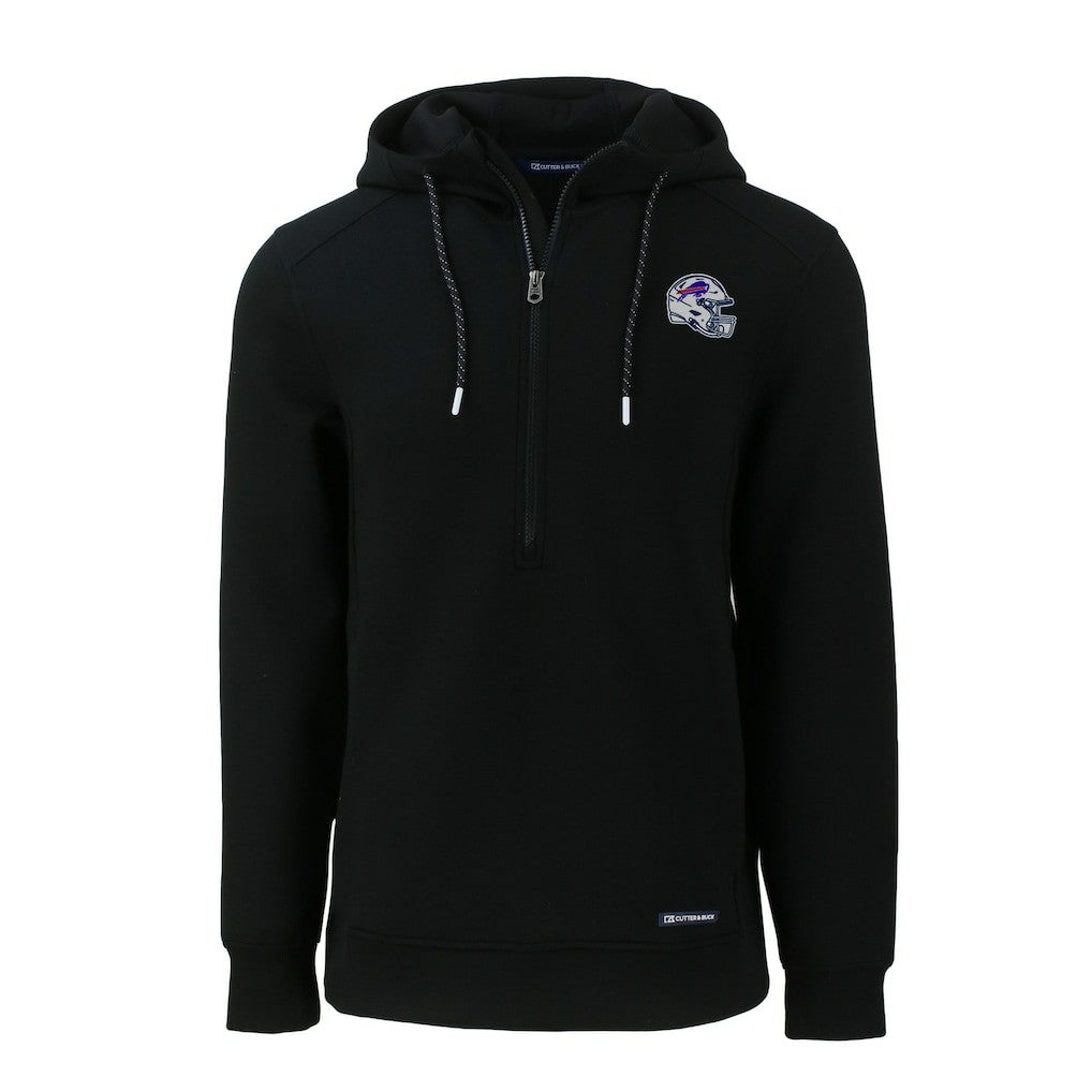 Buffalo Bills Cutter & Buck Helmet Roam Eco Half-Zip Recycled Pullover Hoodie - Black - NFL