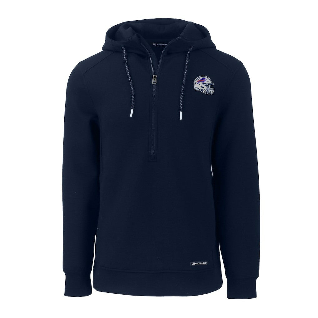 Buffalo Bills Cutter & Buck Helmet Roam Eco Half-Zip Recycled Pullover Hoodie - Navy - NFL