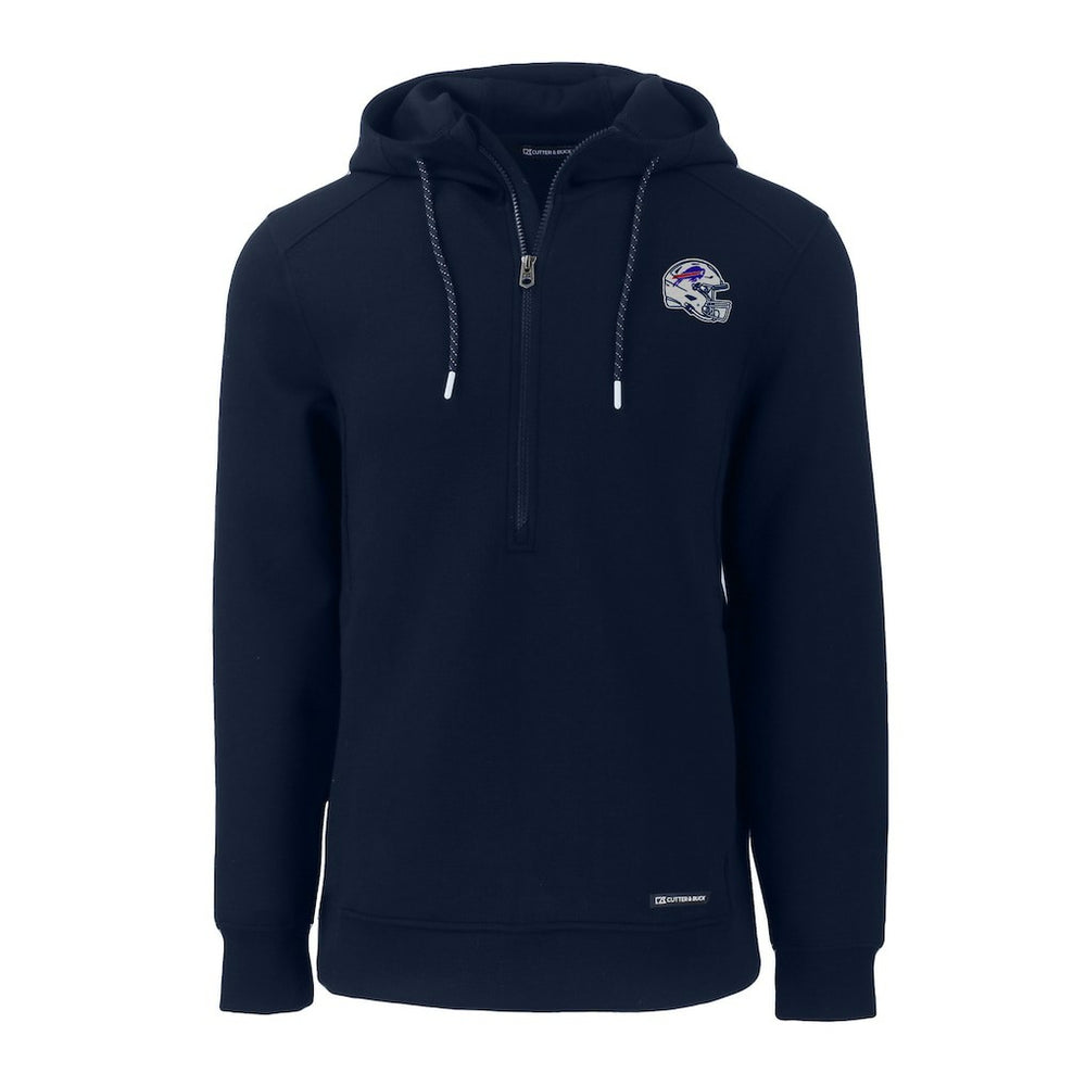 Buffalo Bills Cutter & Buck Helmet Roam Eco Half-Zip Recycled Pullover Hoodie - Navy - NFL